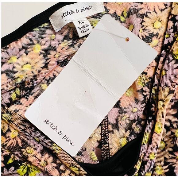 Stitch & Pine Floral Mesh Long Sleeve Dress Size XL NWT - Picture 3 of 7